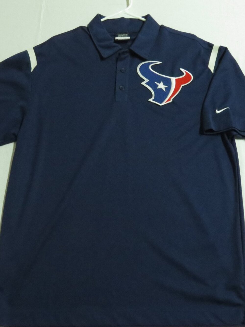 Sz L TEXANS Blue Nike Dri-Fit Men's db #33T Polo Shirt